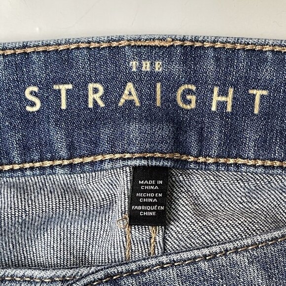 WHBM Jeans Womens 6 Straight Blue 2-Tone Multi‎ Wash Hi Low Raw Hem Cotton Blend - Picture 11 of 15